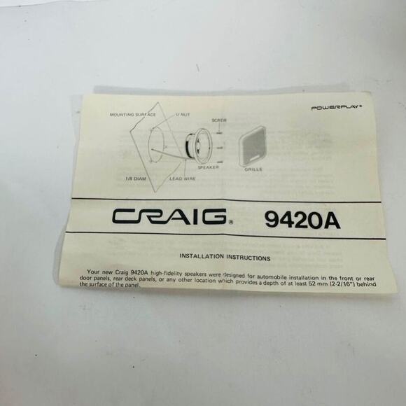 Vintage CRAIG Car Audio 9420 Twin Flushed Mounted Car Speakers 5 inches - Picture 5 of 5